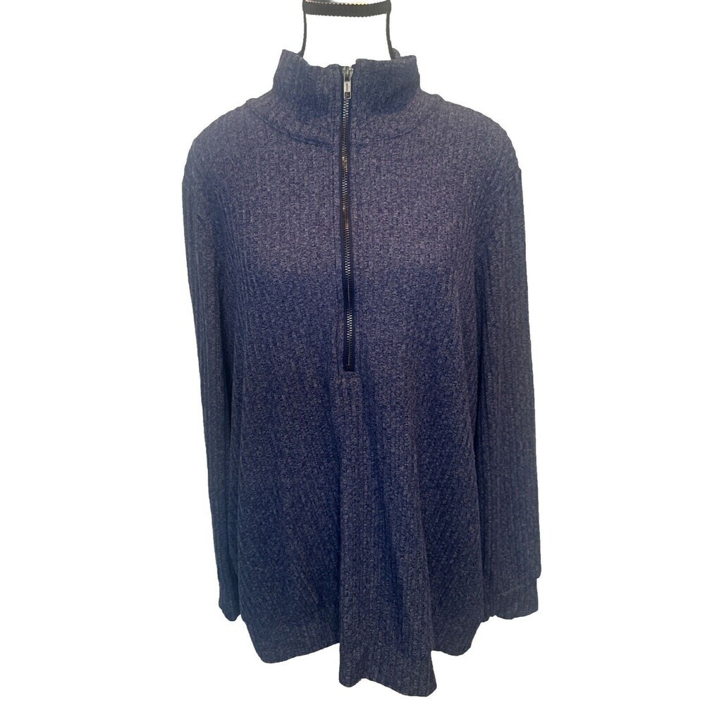Women’s Torrid BLUE Ribbed‎ 3/4 Zip Long Sleeve Knit Top Sz 2X